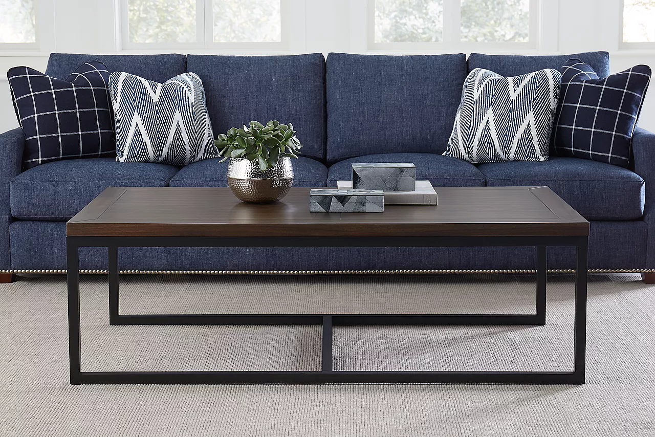 The Archer rectangular coffee table in Macchiato in a room scene.